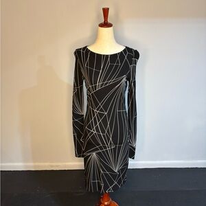 Nicole Miller Elegant Black Geometric Dress